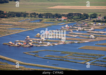 Die Niederlande, Giethoorn, Projekt für Ferienhäuser. Im Bau. Luft. Stockfoto
