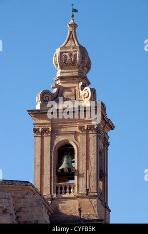 Glockenturm Carmelite Priory-Kirche, Mdina, Malta Stockfoto