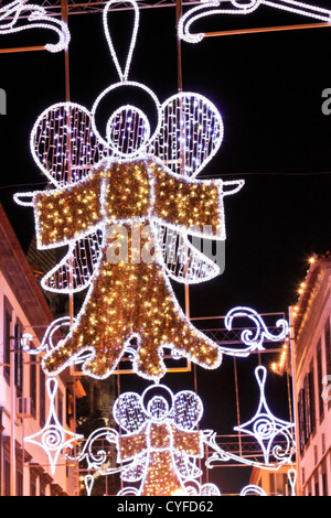 Weihnachtsbeleuchtung in Funchal, Madeira Stockfoto