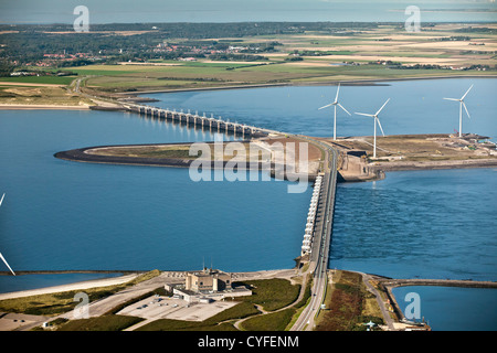 Die Niederlande, Kamperland, Oosterschelde Sturmflutwehr. Ein Teil der Deltawerke. Antenne. Stockfoto