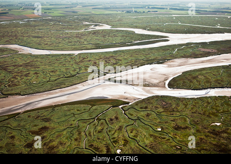 Den Niederlanden, Nieuw Namen Westerschelde Fluss. Gezeiten-Sümpfe. Luft. Stockfoto