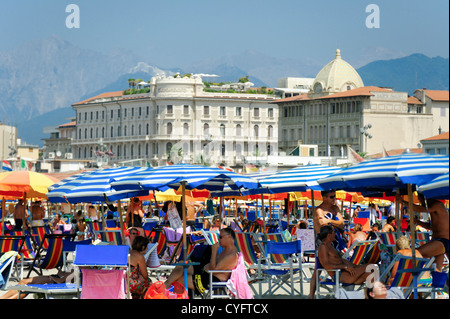 Hotel an der Strandpromenade der Stadt Viareggio in der Toskana Italien Stockfoto