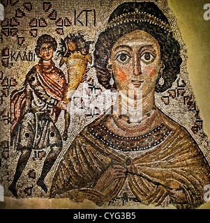 Fragment ein Bodenmosaik mit einer Personifikation der Ktisis 500 – 550 byzantinischen Marmor Glas 150 x 199 cm Mosaik Stockfoto