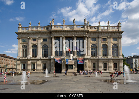 Turin - Piazza Castello / Palazzo Madama Stockfoto