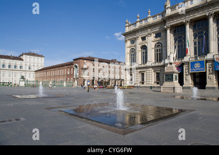 Turin - Piazza Castello / Palazzo Madama Stockfoto