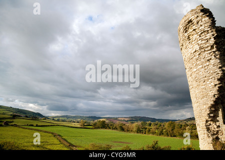 Die South Shropshire Landschaft gesehen von Clun Castle, Clun Shropshire UK Stockfoto