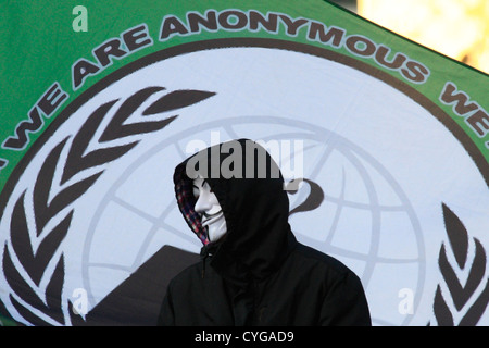 Anonyme Protest in London Stockfoto