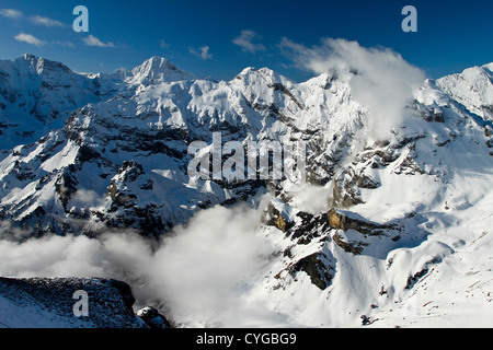 Schweizer Alpen, Berner Oberland. Aussicht vom Piz Gloria auf dem Schilthorn-Berg Stockfoto