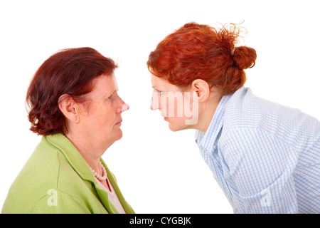 Mutter und Tochter In eine Meinungsverschiedenheit. Stockfoto