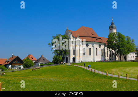 Wieskirche, Wies Kirche, Wies, in der Nähe von Steingaden, Oberbayern, UNESCO-Weltkulturerbe, romantische Straße, Romantische Strasse, Stockfoto