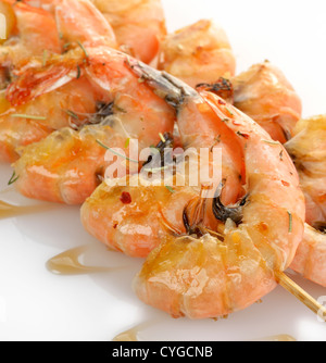 Frisch gegrillte Garnelen, Nahaufnahme Stockfoto
