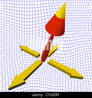 3D Pfeile über quadrierten Hintergrund, abstrakte Kunst-Vektorgrafik Stockfoto
