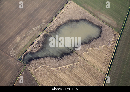 Luftaufnahme von Ernteschäden von überschüssiges Wasser und zu Land Überschwemmungen Stockfoto