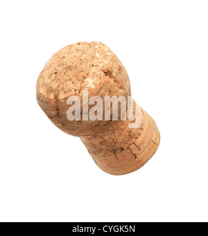 Kork aus der Champagne isoliert auf weißem Hintergrund. Clipping-Pfad Stockfoto