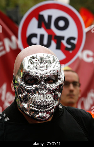 Anti-Sparmaßnahmen März 2012 in London protestieren gegen Regierung Kürzungen im öffentlichen Sektor. Stockfoto