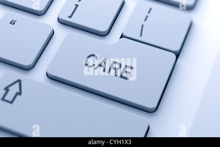 Pflege Text-Taste auf der Tastatur mit soft-focus Stockfoto