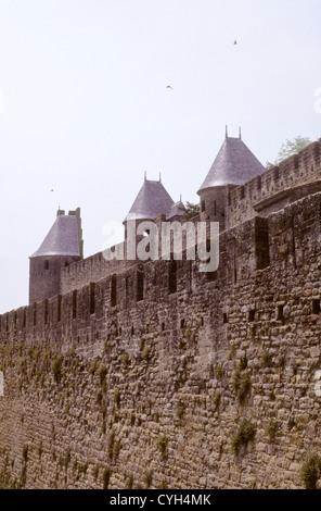 Carcassone, Zinnen, Stadtmauern, Tor, Stadtansichten, UNESCO-Weltkulturerbe, Tarn-et-Garonne, französische Abteilung, SW-Frankreich Stockfoto