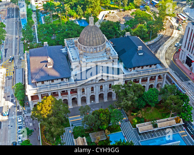 Hong Kong Statue Square und Legislative Council Building von oben Stockfoto