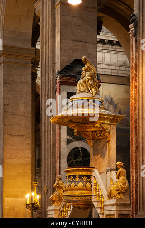 Reich verzierte Kanzel in Saint-Germain-des-Prés, Eglise Saint Sulpice, Paris Frankreich Stockfoto