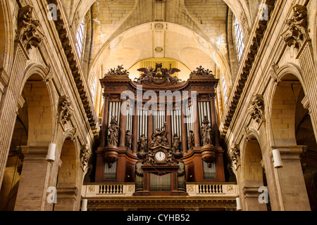 Pipe Orgelpfeifen in Saint-Germain-des-Prés, Eglise Saint Sulpice, Paris Frankreich Stockfoto