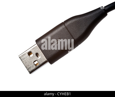 USB-Kabel mit blauem Hintergrund und einen Bitstream hinter Stockfoto