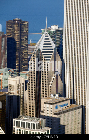 Zwei Prudential Plaza Neubau Bürogebäude und Tower, Chicago, Illinois, Amerika Stockfoto