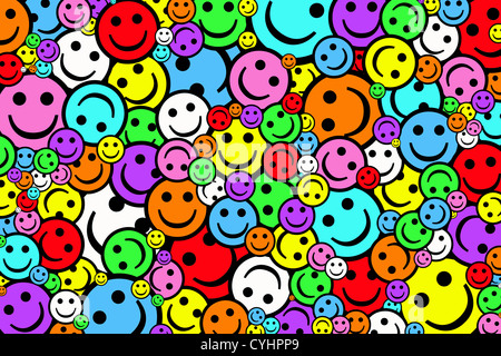 Bunten glücklichen Smiley-Gesichter-Abbildung Stockfoto