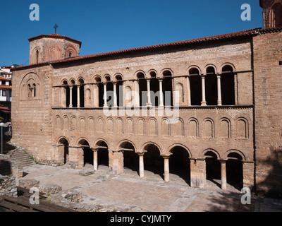 Die c. 9./10. Jahrhundert mittelalterliche Kirche St. Sofia (Sveta Sofija) in der Altstadt von Ohrid, Mazedonien. Stockfoto