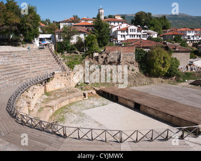 c. 2000 Jahre alten griechischen/römischen Amphitheater, in die UNESCO-geschützte Stadt Ohrid, Mazedonien. Stockfoto