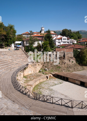 c. 2000 Jahre alten griechischen/römischen Amphitheater, in die UNESCO-geschützte Stadt Ohrid, Mazedonien. Stockfoto