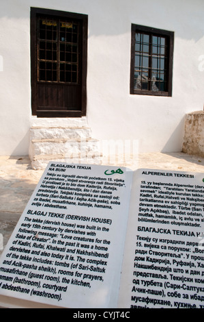 Beschreibung des Hauses, Tekija - Derwisch Haus an Buna Fluss Quelle, Blagaj, Bosnien und Herzegowina Stockfoto