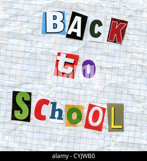 Zurück zu Schule Konzept Collage handgefertigt. Stockfoto