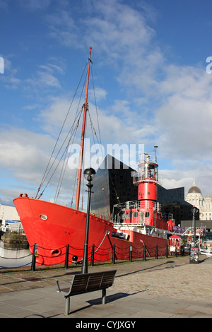 Der Mersey Bar Feuerschiff "Planet" heute ein Museum, Bar und Cafe Stockfoto