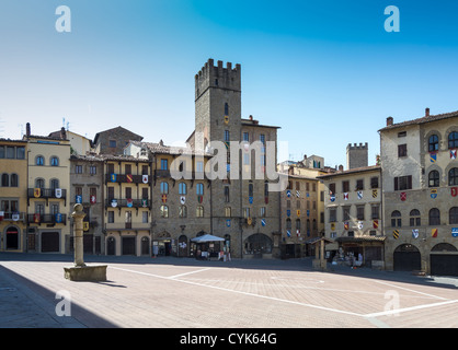 Piazza Grande in Arezzo, Toskana, Italien Stockfoto