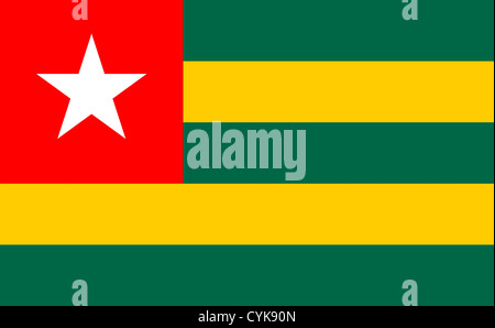 Flagge der Republik Togo. Stockfoto