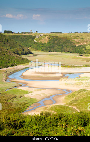 Drei Klippen Bucht; Gower; Wales; VEREINIGTES KÖNIGREICH; Stockfoto