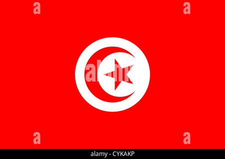 Nationalflagge der Republik Tunesien. Stockfoto