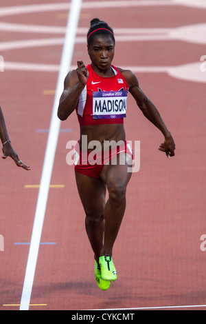 Tianna Madison (USA) im Wettbewerb mit den Frauen 100 Meter Halbfinale bei den Olympischen Sommerspielen 2012 in London Stockfoto