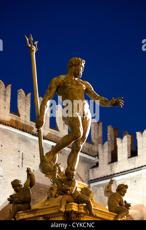 Statue von Neptun Piazza Nettuno Piazza Maggiore Emilia Romagna Bologna Stockfoto