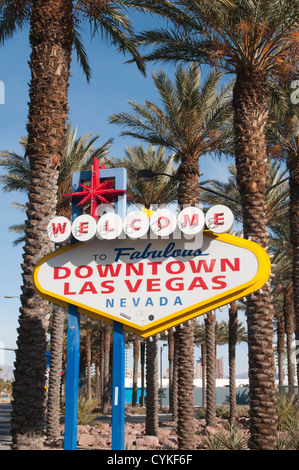 Welt berühmten Welcome to Fabulous Downtown Las Vegas Schild, Las Vegas, Nevada. Stockfoto