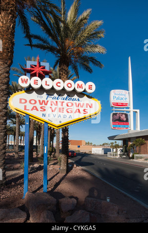 Welt berühmten Welcome to Fabulous Downtown Las Vegas Schild, Las Vegas, Nevada. Stockfoto