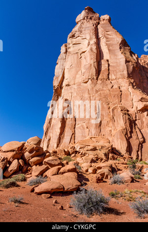 Am frühen Morgen Licht auf Park Avenue Felsformationen im Arches National Park in Utah. Stockfoto