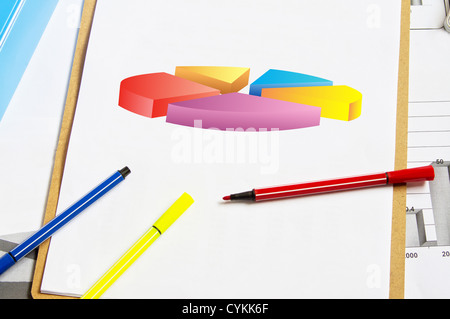 Close-up Kreisdiagramm auf den Ordner. Stockfoto