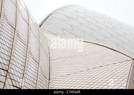 Sydney Opernhaus Nahaufnahme der keramische Dachziegel NSW new South Wales in Australien. Stockfoto