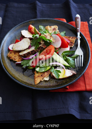 Teller mit Huhn in Salat Stockfoto