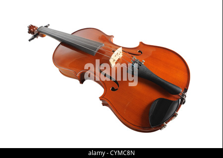 Elegante Schuss einer Geige auf weißem Hintergrund Stockfoto