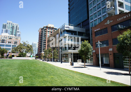 Ansicht von Gebäuden in der Nähe von PetCo Park einschließlich der Hauptsitz von Channel 4 San Diego (4SD) Stockfoto