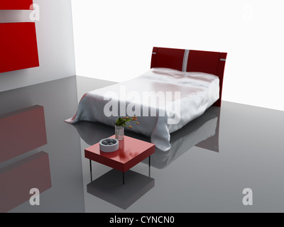 Moderne Schlafzimmer-Innenarchitektur (Computer - generierte Bild) Stockfoto
