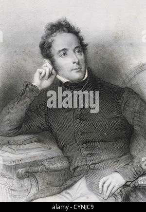 Alphonse de Lamartine (1790-1869). Französische romantische Schriftsteller und Politiker. Kupferstich, 1850. Stockfoto