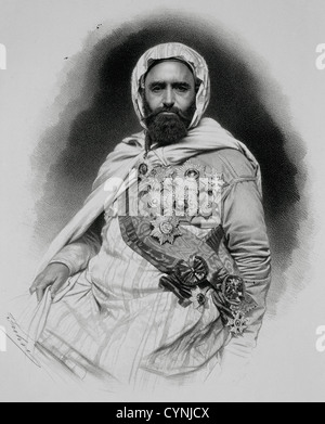 Abdelkader El Djezairi (1808-1883). Algerische politische und militärische. Kupferstich, 1887. Stockfoto